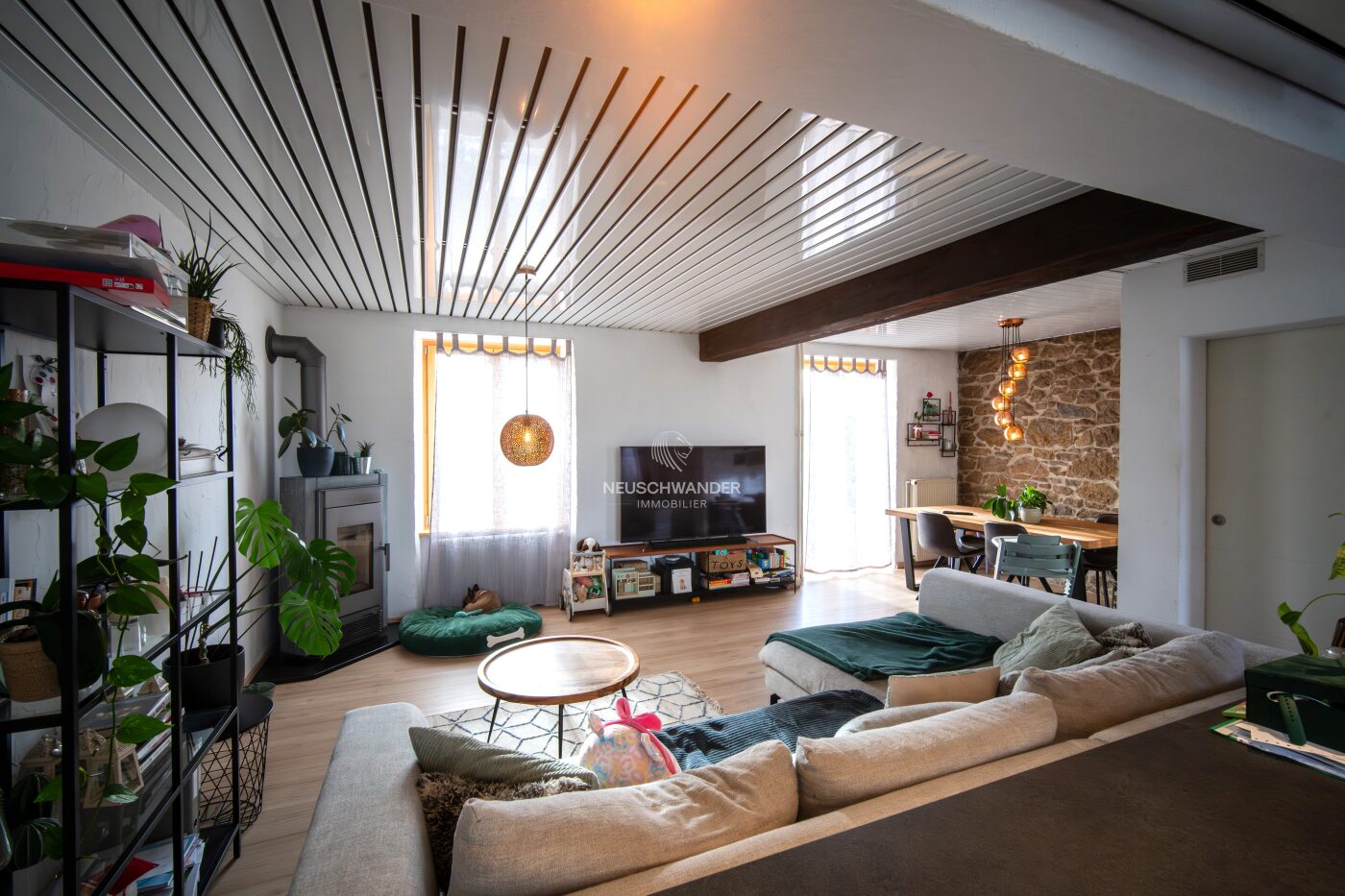 Salon avec coin salle à manger