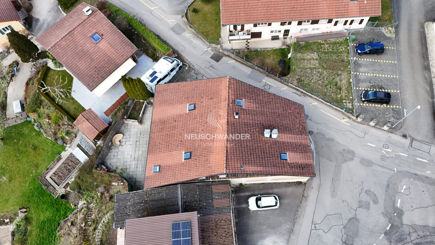 Vue aérienne - toiture et terrasse OUEST