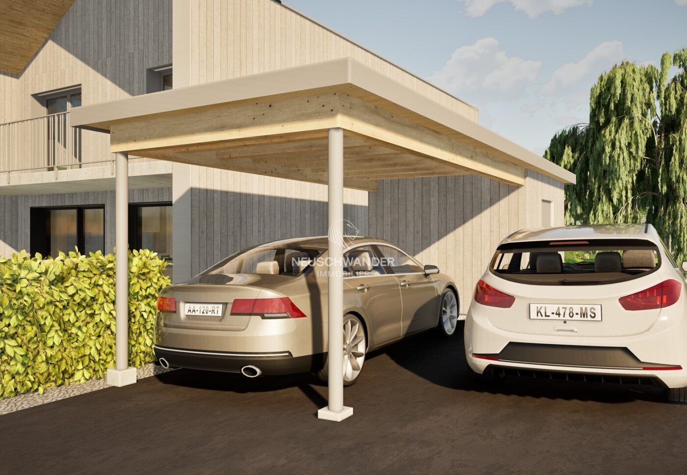 Couvert à voiture - option bois simple