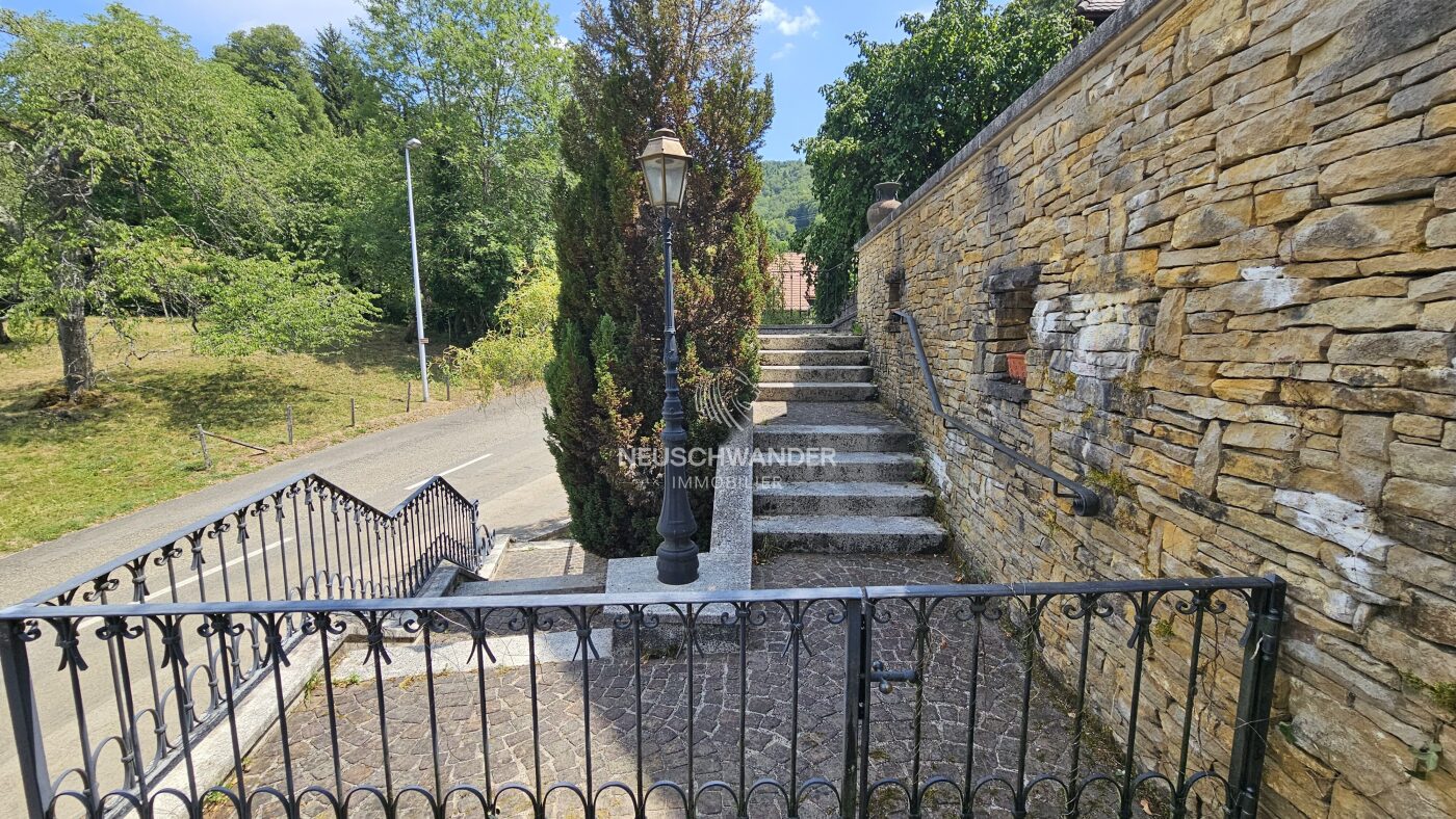 Accès à pied pour l'entrée principale / mur en pierres naturelles