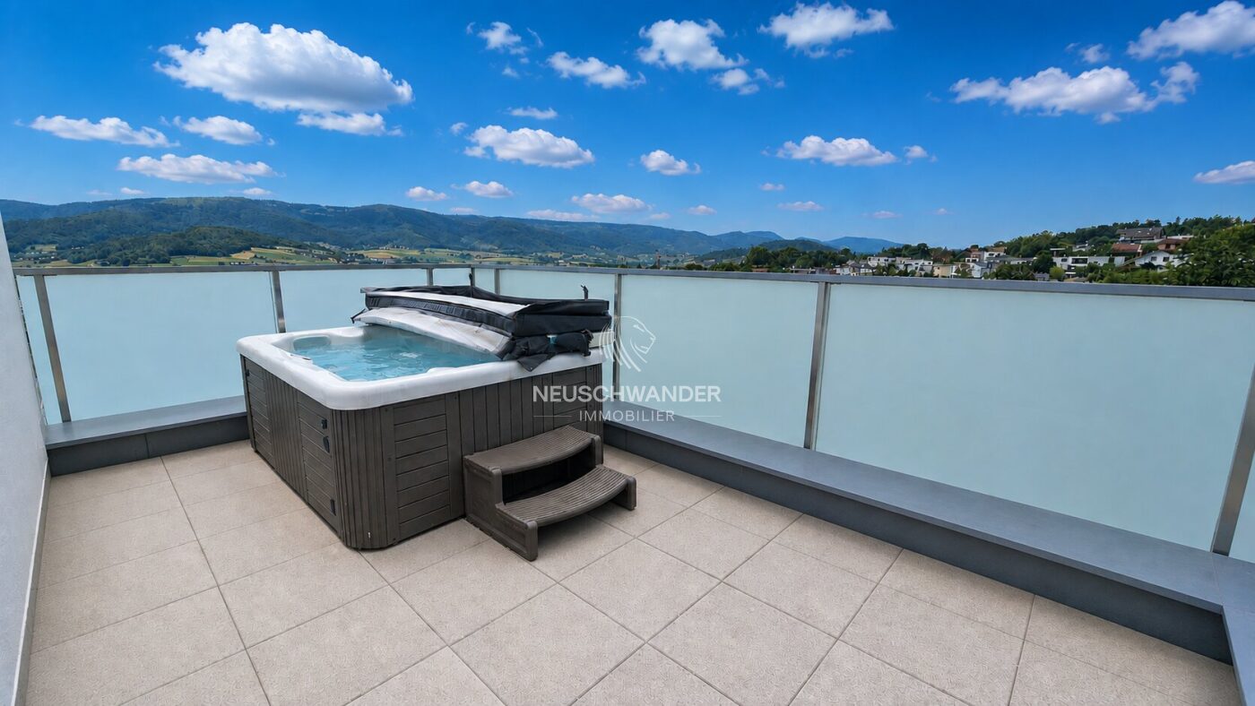 Balcon/terrasse avec jacuzzi orienté SUD-OUEST